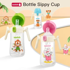 10oz Clamshell Baby Feeding Bottle Straw Sippy Cup