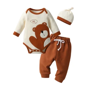 Newborn Infant Baby Boy Spring Autumn Clothes Set Bear Printed